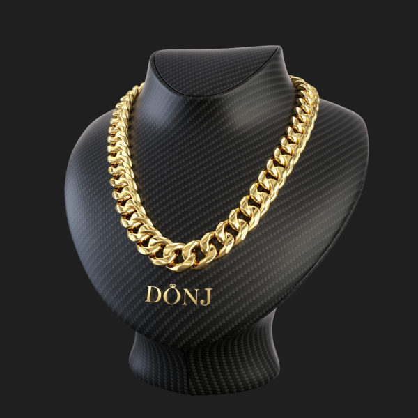 Semi-solid Miami Cuban chain 10.75mm in yellow gold close-up