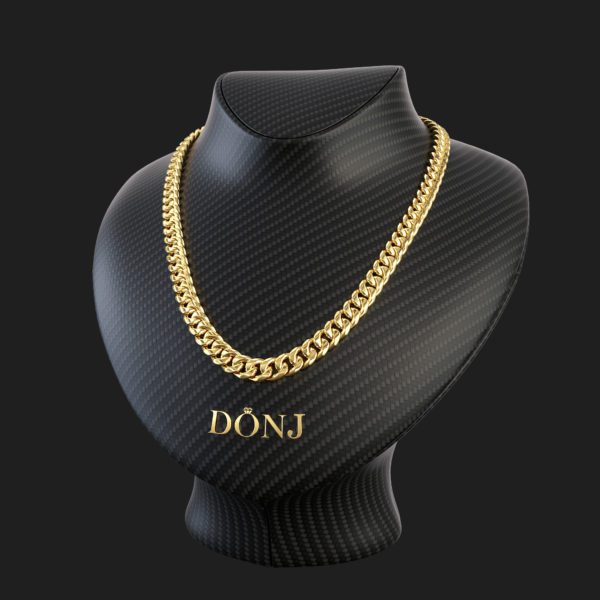 Semi-solid Miami Cuban chain 6.15mm in yellow gold close-up