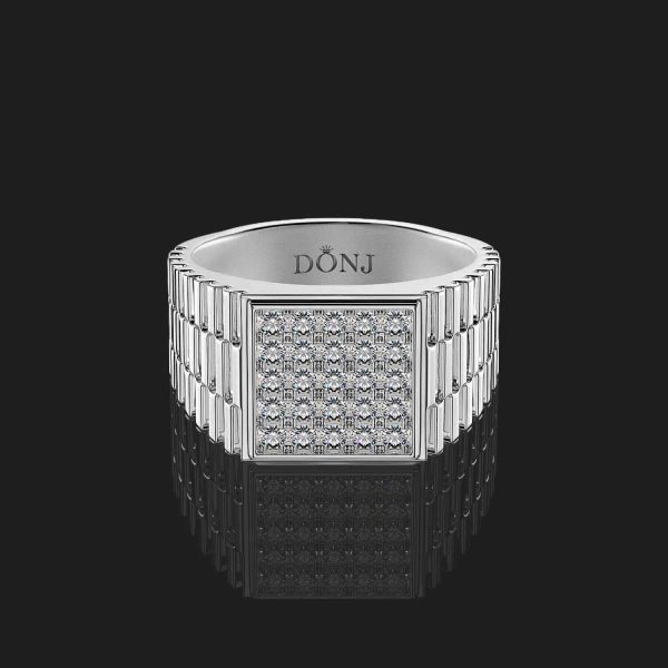 Diamond Square Jubilee Signet Ring